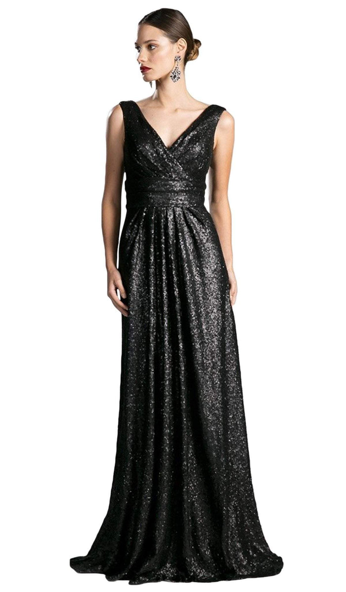 Surplice Bodice Draping Sequined Gown