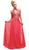 Cinderella Divine - Crystal Embellished Ruched High Neck Evening Dress