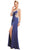 Asymmetrical Fitted Evening Dress with Slit