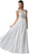 Cinderella Divine - Embellished Jewel Neck A-line Chiffon Evening Gown