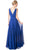 Cinderella Divine - Beaded Plunging Ruched Evening Dress