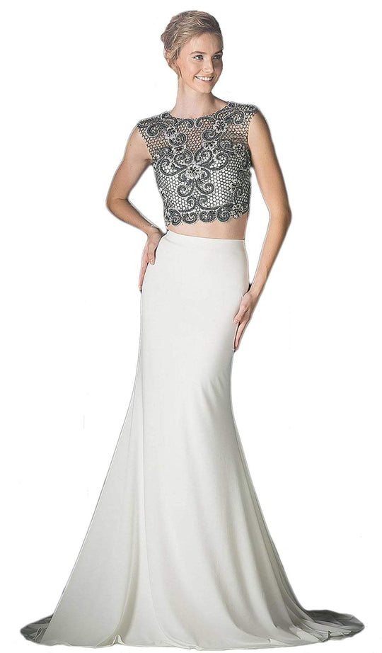 Beaded Sleeveless Two-Piece Chiffon Evening Gown
