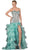 Strapless Sequined Ruffled Evening Gown