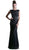 Cinderella Divine - Cap Sleeve Illusion Jewel Soutache Lace Evening Gown in Black