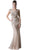 Cinderella Divine - Cap Sleeve Illusion Jewel Soutache Lace Evening Gown in Neutral