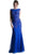 Cinderella Divine - Cap Sleeve Illusion Jewel Soutache Lace Evening Gown in Blue