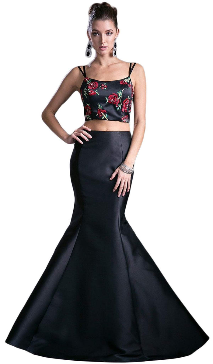 Two Piece Floral Mermaid Evening Dress