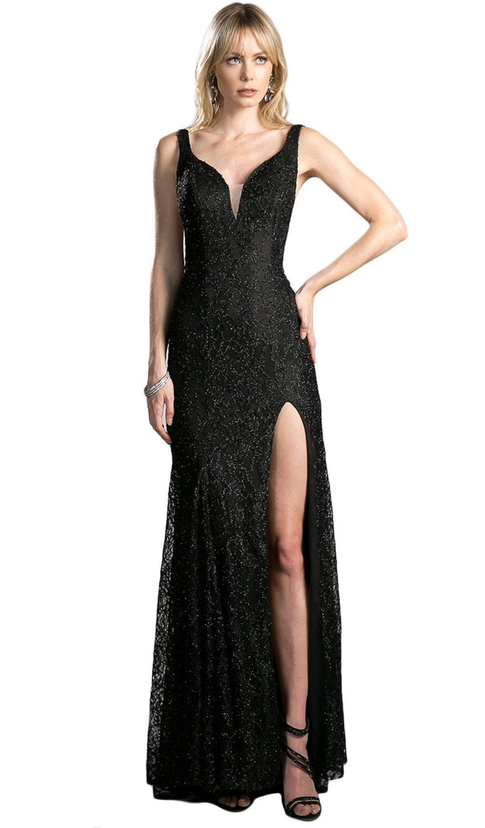 Sleeveless Shimmering Lace Sheath Evening Gown