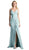 Cinderella Divine - KC1850 Sleeveless Wrap Bodice Drape-Detailed Gown