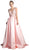 Beaded Deep V-neck Satin Evening Gown