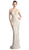 Gold Beaded V-neck Sheath Prom Dress