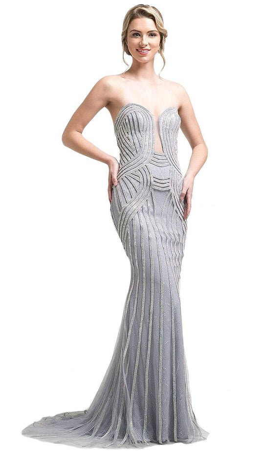 Cinderella Divine - Strapless Sweetheart Beaded Sheath Evening Gown