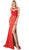 Cinderella Divine - Illusion Jewel Neck Lace Evening Gown with Slit