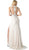 Cinderella Divine - Illusion Jewel Neck Lace Evening Gown with Slit