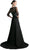 Cinderella Divine - Quarter-Length Sleeves Beaded Chiffon Evening Gown