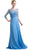 Quarter-Length Sleeves Beaded Chiffon Evening Gown