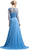 Cinderella Divine - Quarter-Length Sleeves Beaded Chiffon Evening Gown
