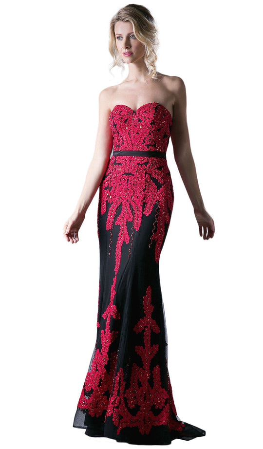 Strapless Embroidered Sweetheart Sheath Dress