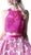 Cinderella Divine - Two Piece Sequined Floral Printed A-line Gown in Pink