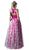 Cinderella Divine - Two Piece Sequined Floral Printed A-line Gown in Pink