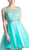 Cinderella Divine - UJ0012 Beaded Lace Bodice Tulle Ruffled Hem Cocktail Dress In Green