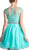 Cinderella Divine - UJ0012 Beaded Lace Bodice Tulle Ruffled Hem Cocktail Dress In Green