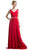 Cinderella Divine - Sleeveless Pleated V-Neck Bodice A-Line Gown