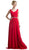 Sleeveless Pleated V-Neck Bodice A-Line Gown