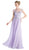 Cinderella Divine - Appliqued Illusion Bateau Chiffon Evening Gown