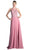 Long Illusion Jewel Tonal Appliqued Evening Gown UJ0120 In Pink