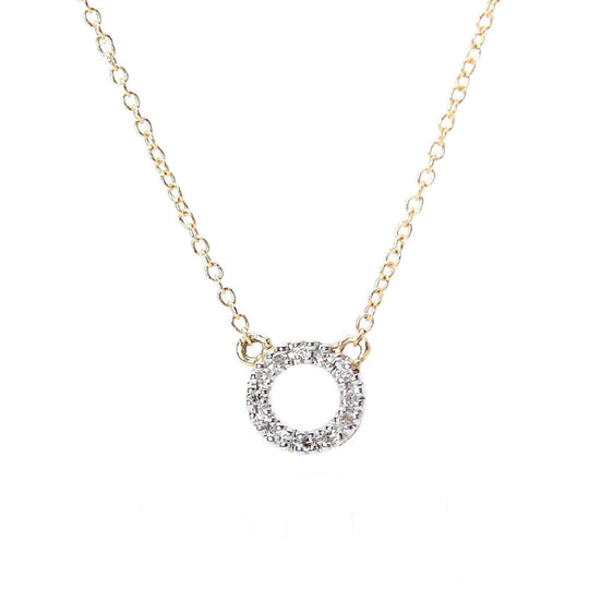 Rachael Ryen -  14k Gold and Diamond Pave Circle Necklace