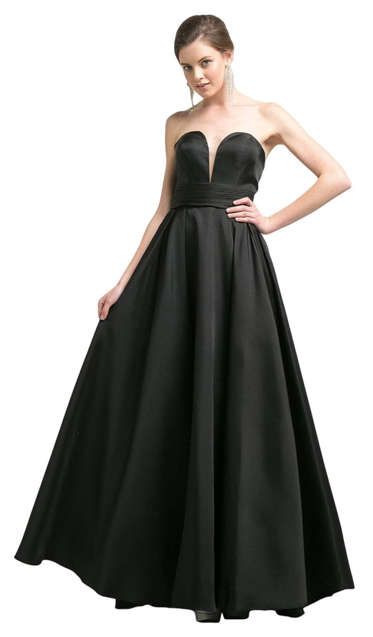 Cinderella Divine - CJ213 Strapless Sweetheart Corset Back Mikado Gown In Black