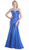 Embellished Illusion Jewel Neck Trumpet Dress