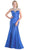 Cinderella Divine - CJ221 Embellished Illusion Jewel Neck Trumpet Dress
