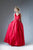 Cinderella Divine - CJ225 Beaded Belt Sleeveless Satin Evening Gown In Red