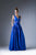 Cinderella Divine - CJ225 Beaded Belt Sleeveless Satin Evening Gown In Blue