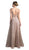 Cinderella Divine - Sequined V-neck A-line Long Prom Dress CJ256 In Neutral and Gold