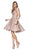 Cinderella Divine - CJ256-S V-Neck Metallic Glitter Cocktail Dress In Neutral and Gold
