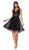 Cinderella Divine - CJ256-S V-Neck Metallic Glitter Cocktail Dress In Black