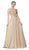 Cinderella Divine - CJ269 Shirred Surplice Metallic Knit A-Line Gown In Neutral