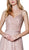 Cinderella Divine - CJ269 Shirred Surplice Metallic Knit A-Line Gown In Pink