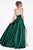Cinderella Divine - CJ523 Sweetheart Neckline High Slit Satin Gown In Green