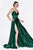 Cinderella Divine - CJ523 Sweetheart Neckline High Slit Satin Gown In Green