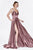 Cinderella Divine - CJ523 Sweetheart Neckline High Slit Satin Gown In Purple and Pink