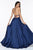 Cinderella Divine - CJ527 Long Crisscross Back Satin A-Line Dress In Blue