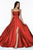 Cinderella Divine - CJ527 Long Crisscross Back Satin A-Line Dress In Red