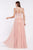 Cinderella Divine - CJ528 Lace V-neck Tulle A-line Gown In Pink