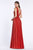 Cinderella Divine - CJ530 Long Pleated Metallic A-Line Dress In Red