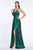 Cinderella Divine - CJ531 Plunging V-neck Pleated A-line Dress In Green