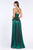 Cinderella Divine - CJ531 Plunging V-neck Pleated A-line Dress In Green